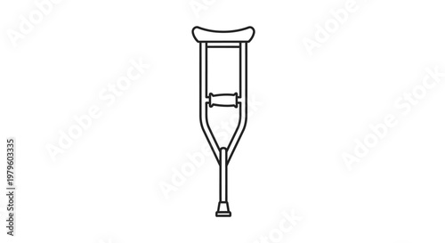 Medical Crutch Icon - Clean Line Art Illustration