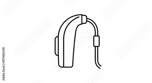 Hearing Aid Device Line Art Icon - Modern Technology for Hearing Loss