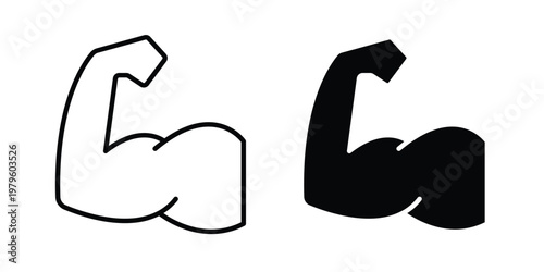 Muscle icon vector illustration in line style. flat silhouette designs