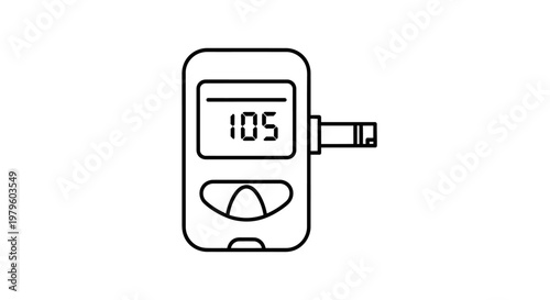 Blood Glucose Meter Icon, Diabetes Test Device, Health Monitoring Equipment
