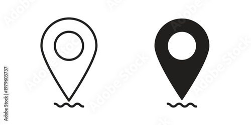 Navigation pin icon vector illustration in line style. flat silhouette designs