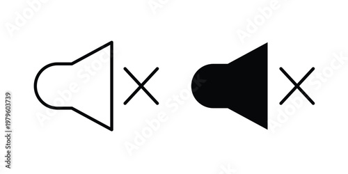 Mute icon vector illustration in line style. flat silhouette designs