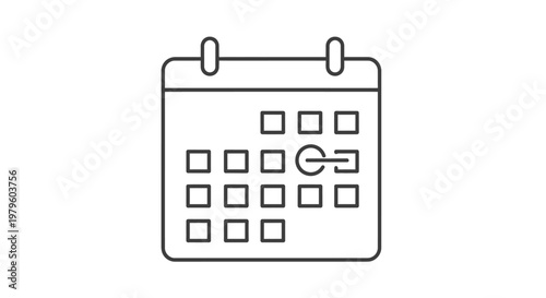 Calendar Icon Outline, Simple Schedule Organizer, Date Planning Concept