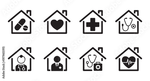 Thin line office document icons representing editing forms printing tasks and data organization for business.