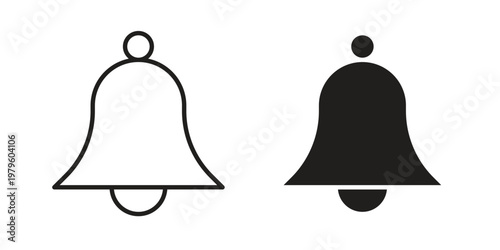 Notification bell icon vector illustration in line style. flat silhouette designs