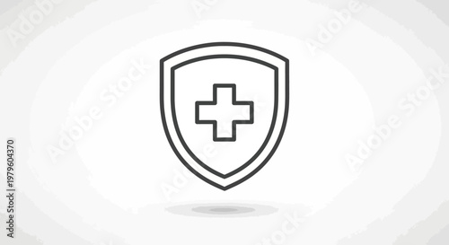 Medical Shield Icon with Cross Symbol