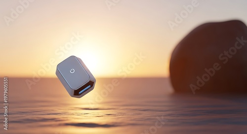 USB-C Adapter Levitating Over Water at Sunset.