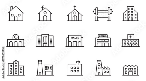 Collection of four blue folder icons with black outline on transparent background user interface elements.