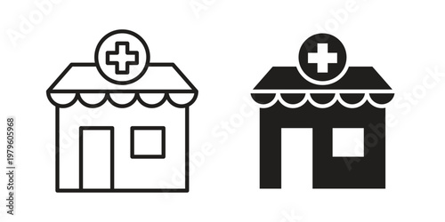 Pharmacy icon vector illustration in line style. flat silhouette designs