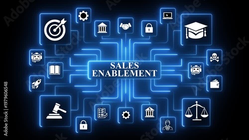 Sales enablement framework aligning tools, insights and processes to accelerate deal execution in a connected digital technology ,4k motion video 4k