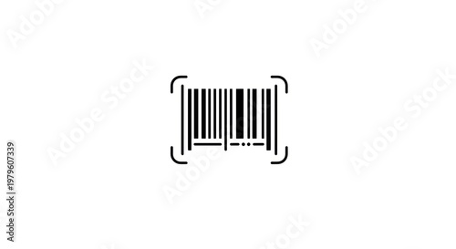Simple Black Barcode Icon on White.