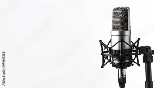 Professional Studio Condenser Microphone on Stand for Audio Recording.