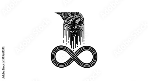 Infinity symbol transforms into digital data flowing down into a steady loop.