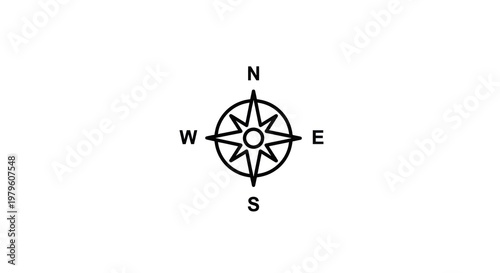 Simple Black Compass Rose Illustration Design.