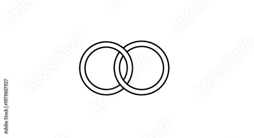 Simple Black Line Art Rings Symbol.