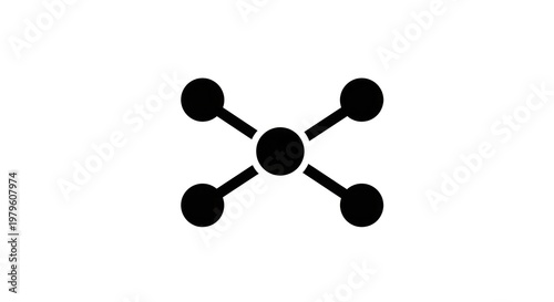 Simple Black Molecule Structure on White Background.