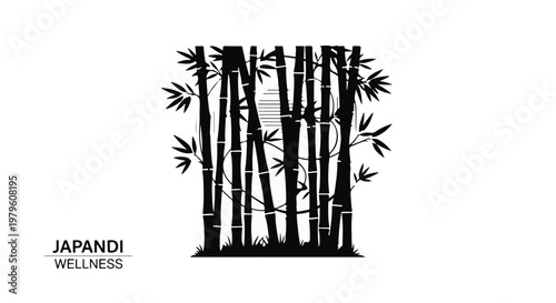 Bamboo forest silhouette conveys the calm essence of Japandi style decor.