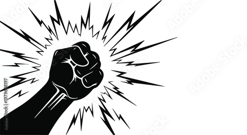 Fist raised in protest symbolizes the power of collective social movements.