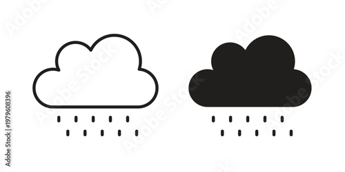 Rain icon vector illustration in line style. flat silhouette designs