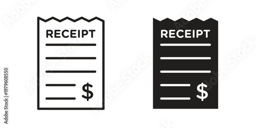 Receipt icon vector illustration in line style. flat silhouette designs
