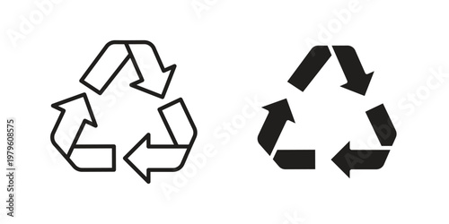 Recycle icon vector illustration in line style. flat silhouette designs