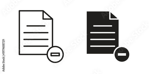 Remove file icon vector illustration in line style. flat silhouette designs