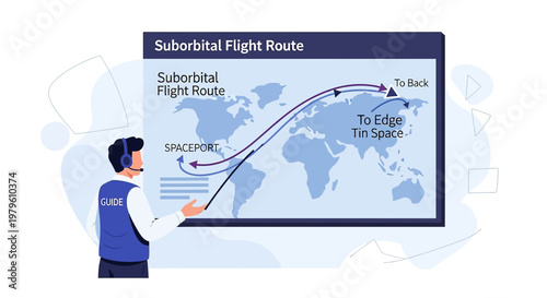 Illustration of a presentation about suborbital space travel routes for future customers
