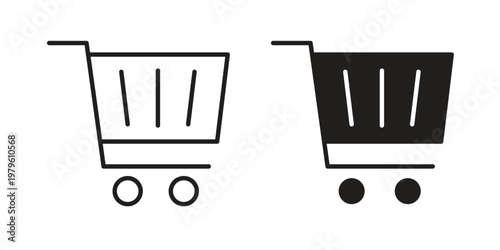 Shopping basket icon vector illustration in line style. flat silhouette designs