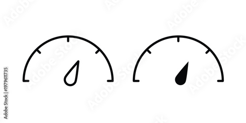 Speedometer icon vector illustration in line style. flat silhouette designs