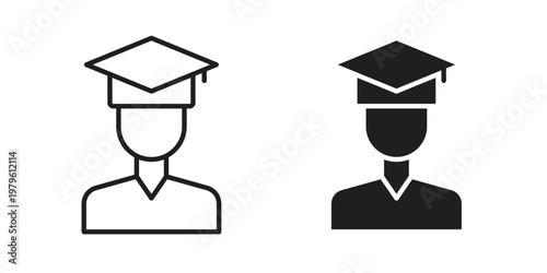 Student icon vector illustration in line style. flat silhouette designs