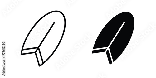 Surf board icon vector illustration in line style. flat silhouette designs