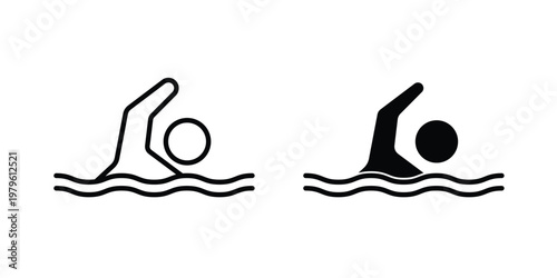 Swimming icon vector illustration in line style. flat silhouette designs