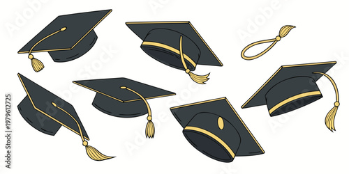 

Black graduation cap and academic diploma vector illustration of a university student degree and school ceremony icon isolated on a white background for education success and learning ach