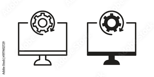 System update icon vector illustration in line style. flat silhouette designs