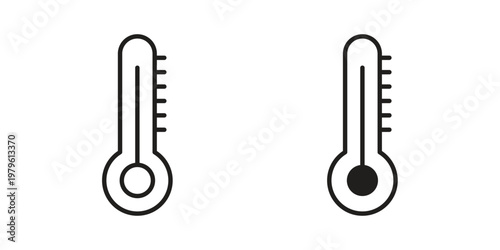 Temperature icon vector illustration in line style. flat silhouette designs