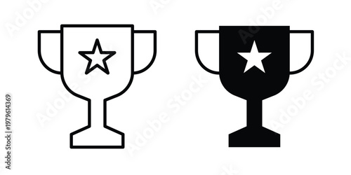 Trophy icon vector illustration in line style. flat silhouette designs