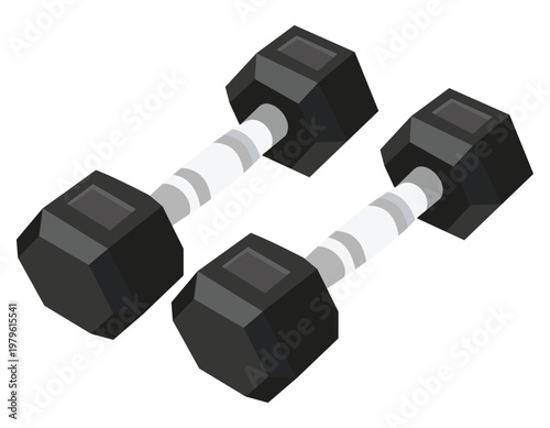 Isometric dumbbells fitness equipment illustration