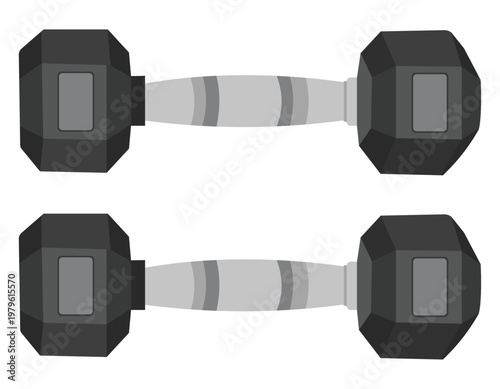 Side view dumbbell pair fitness equipment vector illustration