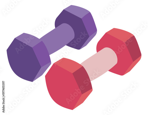 Colorful isometric dumbbells fitness equipment illustration