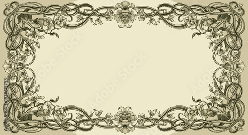 Vintage Floral Border Frame - Ornate Decorative Flourish Design