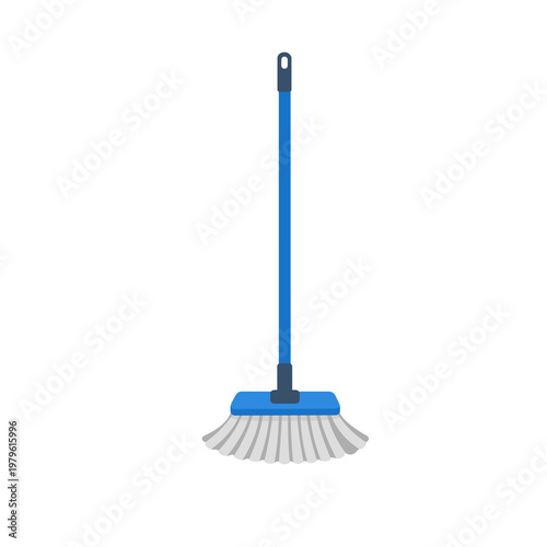 Blue floor scrub brush mop with long handle for deep cleaning