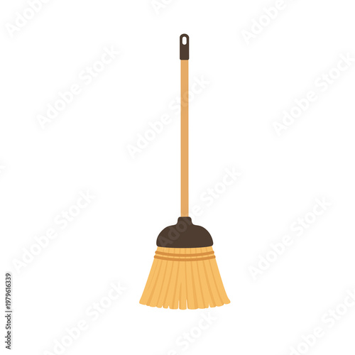 Classic wooden broom for sweeping floors and household cleaning