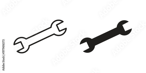 Wrench icon vector illustration in line style. flat silhouette designs