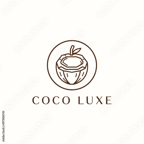 Luxury healthcare logo features a stylized coco element prominently on a clean background