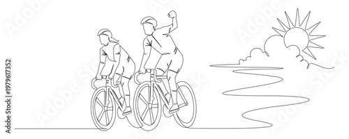 continuous line drawing of cycling 2.eps