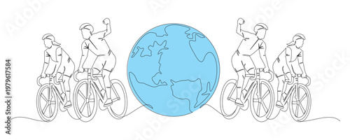 continuous line drawing of cycling day 1.eps