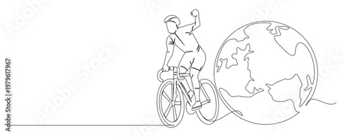 continuous line drawing of cycling day.eps