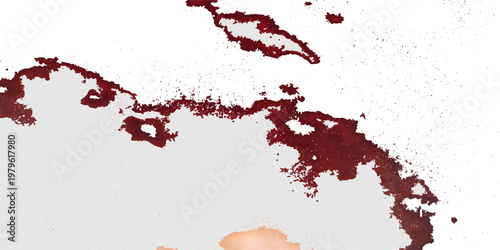 Red ink splat and blood splatter design featuring a grunge paint texture with vector art splashes and red blots on a white wallpaper backdrop for a creative Christmas card or banner concept