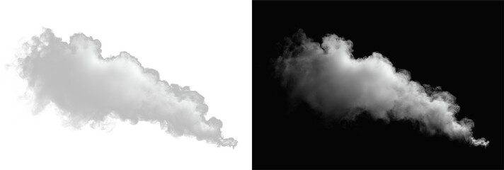 Smoke trail and thick vapor plume for cinematic gas effects, overlay long white fog