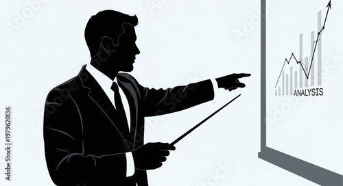 Businessman Presenting Chart Pointing During Presentation.